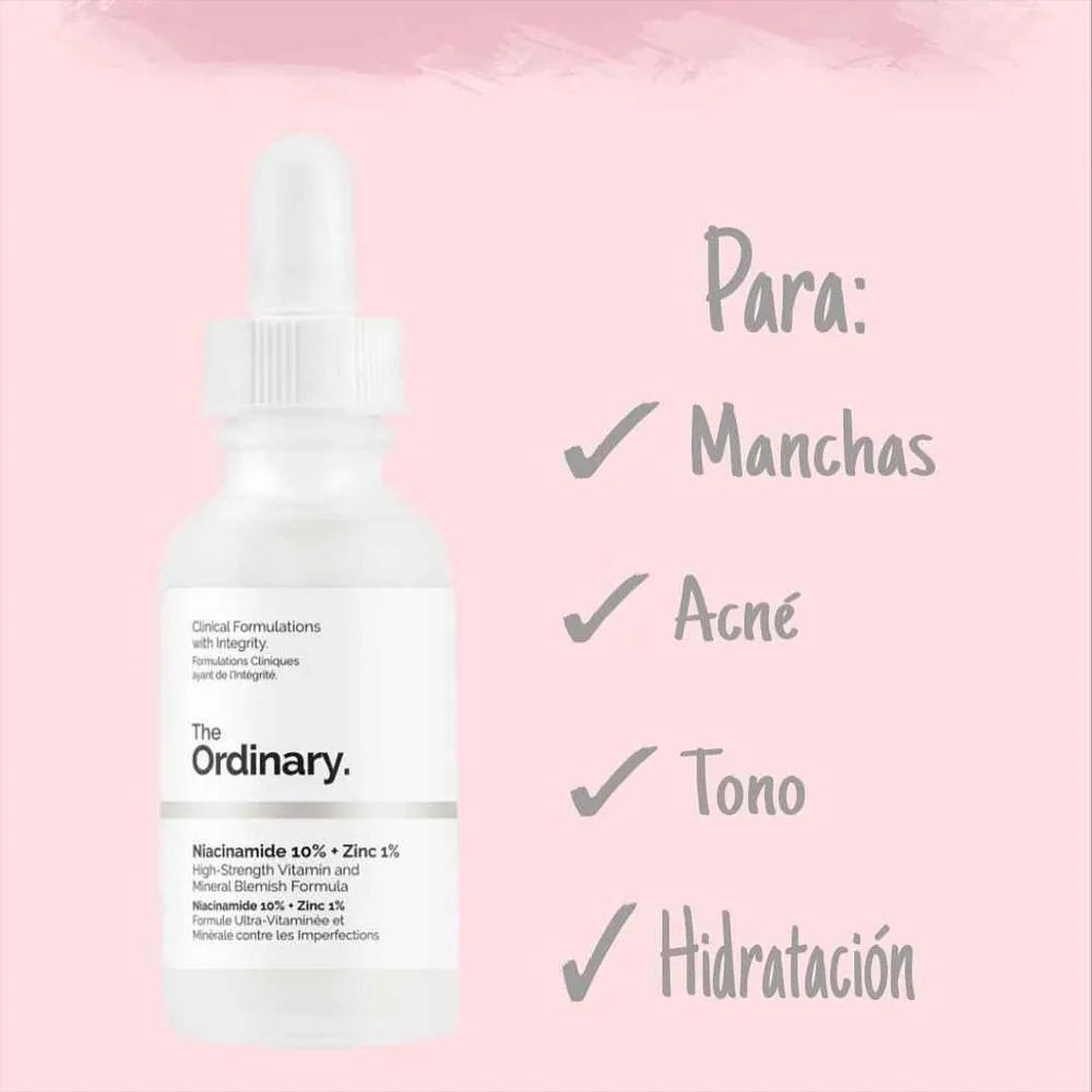 The Ordinary Niacinamida 10% + Zinc 1% – Control Total del Acné y la Grasa